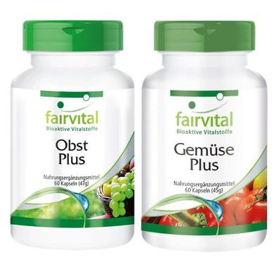 Obst und Gemüse Plus 2x 60 Kapseln mit probiotische Kulturen & Vitamine - fairvital