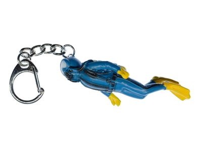 Taucher Schlüsselanhänger Miniblings Anhänger Skuba Diving Scuba Tauchen blau-gelb