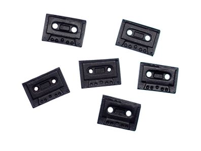 6x Kassetten Knöpfe Miniblings Knopf Tape Musiker Musik Mixtape Handarbeit