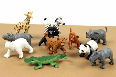 10x Zootiere Wildtiere Tiere Tierkinder Miniblings Aufstellfiguren Zoo Baby
