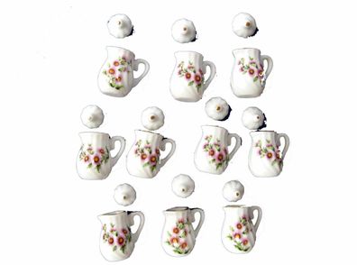10x Kaffekanne Puppenhaus Puppenstube Miniblings Kanne Teekanne Porzellan Blumen
