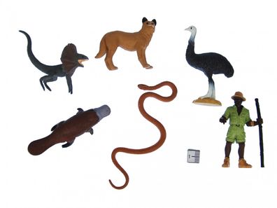 9x Australien Set Figuren Aufstellfiguren Tierfiguren Tiere Känguru Schlange Dingo