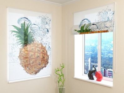 Raffrollo mit Kettenzug "Frischer Ananas" Fotorollo, Faltrollo mit 3D Druckmotiv