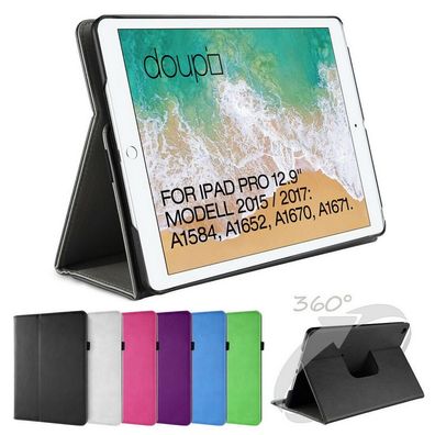 doupi 360 drehbar Deluxe Schutz Hülle iPad Pro 12.9 2015 2017 Smart Leder Cover Folie