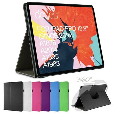 360 drehbar Deluxe Schutz Hülle iPad Pro 12.9 2018 Smart Leder Cover Case Folie