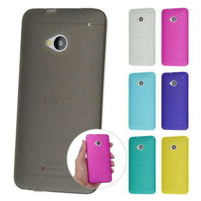 TPU Case HTC ONE M7 Hülle Cover Schale Matt Clear Transparent Staub Schutz Folie