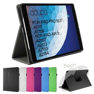 doupi 360 drehbar Deluxe Schutz Hülle iPad Pro 10.5 / Air 3 Smart Leder Cover Folie