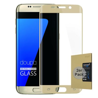 2x 9H Hartglas Samsung S7 Edge HD Panzer Display Schutz Glasfolie FullCover Gold