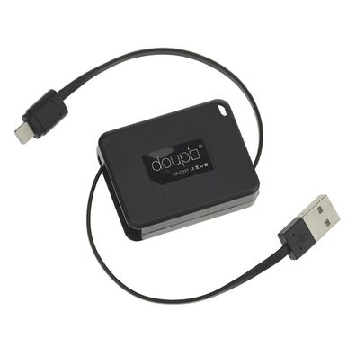 USB Lightning 8pin Lade Daten Sync Kabel Aufrollbar iPhone iPad iPod 1m Schwarz