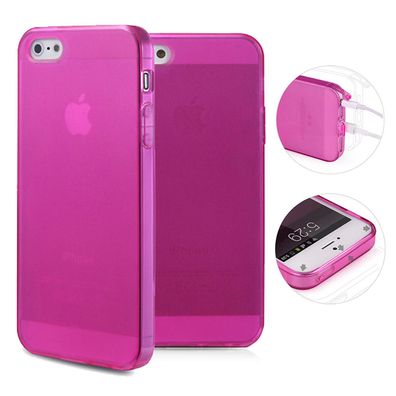 TPU Case iPhone 5 5S SE Silikon Hülle Schale Cover Matt Clear Staubschutz Pink