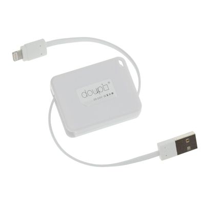 USB Lightning 8pin Lade Daten Sync Kabel Aufrollbar iPhone iPad iPod 1m Weiß