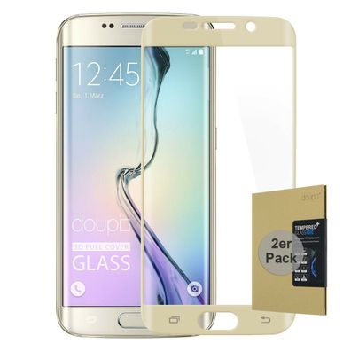 2x 9H Hartglas Samsung Galaxy S6 Edge Plus Display Schutz Folie Full Cover Gold