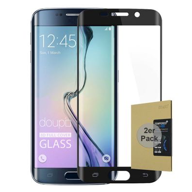 2x 9H Hartglas Samsung Galaxy S6 Edge Plus Displayschutz Folie FullCover Schwarz