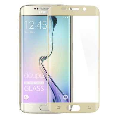 9H Hartglas Samsung S6 Edge Panzer Folie 3D Display Schutz Glas FullCover Gold