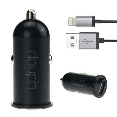 USB Auto Lade Set KFZ Adapter Kabel iPhone X 8 7 6 6S Plus 5 5C 5S SE Schwarz