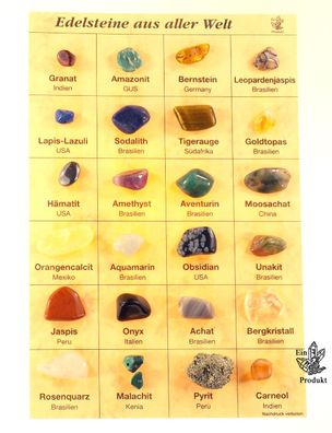 Mineralientafel, Mineraliensammlung, Edelsteine aus aller Welt, Mineralienplatte