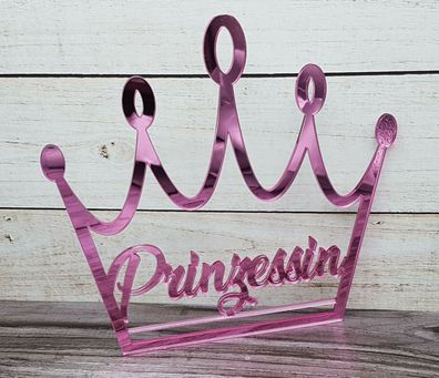 Krone mit Schriftzug Prinzessin - pink Mädchen Princess Geschenk Deko
