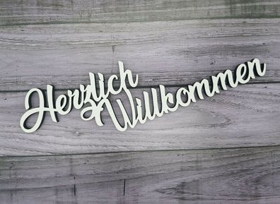 Schriftzug Herzlich Willkommen - Holz - Zuhause Gäste Flur Wanddeko