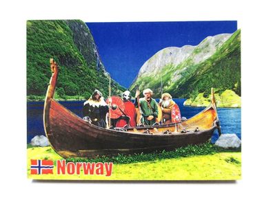 Norwegen Holz Schiff Berge Souvenir Deluxe Magnet Norway