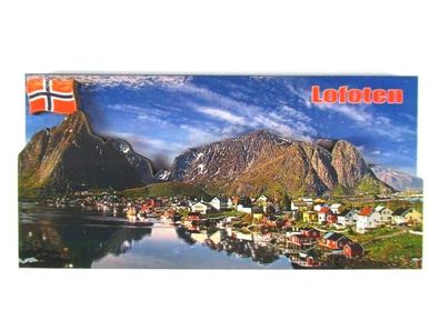 Lofoten Inselgruppe 3 D Holz Souvenir Deluxe Magnet Norwegen Norway Neu
