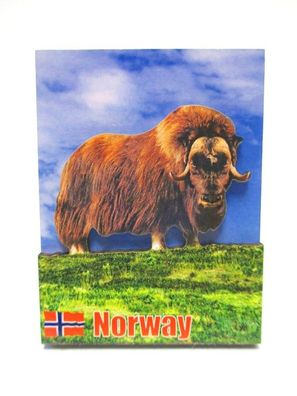 Norwegen Flagge Moschusochse 3D Holz Souvenir Magnet Skandinavien Norway