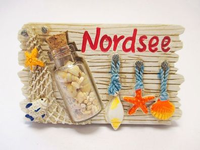 Nordsee Magnet Meer Seestern Poly Relief Souvenir Germany Muscheln !