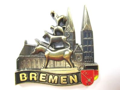 Bremen Stadtmusikanten Magnet Metall , Souvenir Germany, Deutschland,(br)