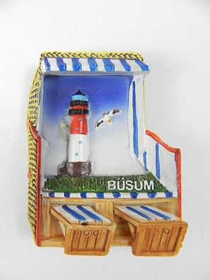 Strandkorb Magnet Insel Büsum Poly 3D, Souvenir Germany Deutschland, neu