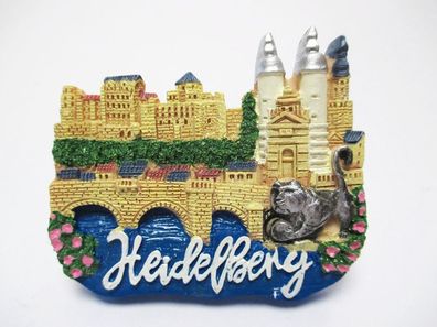 Heidelberg Magnet Schloss Brücke Poly Souvenir Germany 7 cm