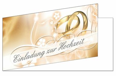 25 x Einladungskarten zur Hochzeit Einladungen Ringe Format DIN lang 21x10 cm