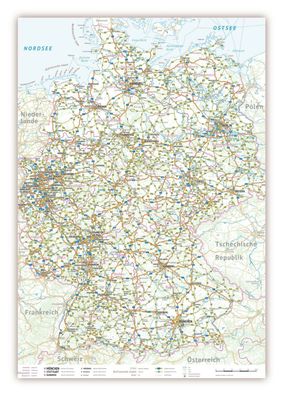LYSCO® Deutschlandkarte DIN A2 Format gefaltet auf DIN A4 Landkarte Deutschland