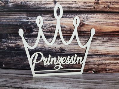 Krone mit Schriftzug Prinzessin - Holz Mädchen Princess Geschenk Deko