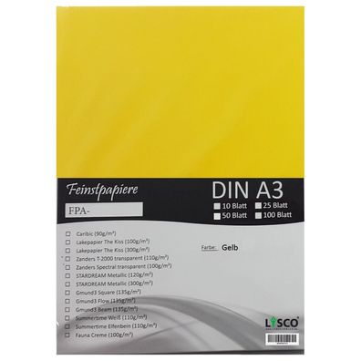100 Blatt DIN A3 Gmund Transparentpapier 100g Farbe gelb transparent (FPA-120)
