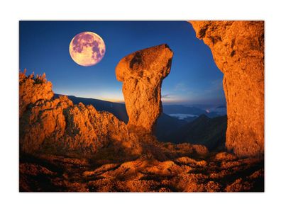 XXL Poster 100 x 70cm Unglaubliche Steinformationen Gebirge Mond (F238) gerollt