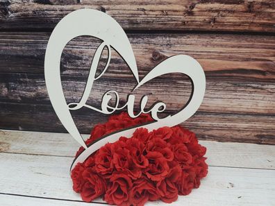 Herz mit Schriftzug "Love" - Holz Liebe Valentinstag Geschenk verliebt Deko