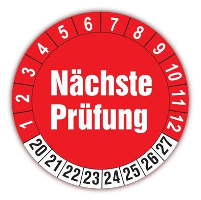 250 x Prüfplaketten 8 Jahre Aufkleber Ø 30mm rot-weiß Prüfetiketten ( Auf-P6 )