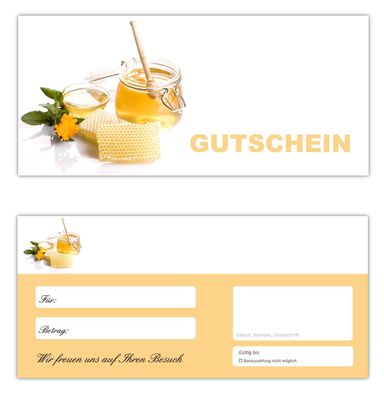 100 x Geschenkgutscheine (Honig-666) Gastronomie Gutscheine Gutscheinkarten