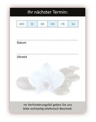 12 x Premium Wellness Terminblöcke je 50 Terminzettel blaue Orchidee Feng Shui