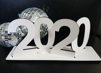 Silvester Jahreszahl Aufsteller aus Holz - Deko Neujahr Party Feier Neues Jahr