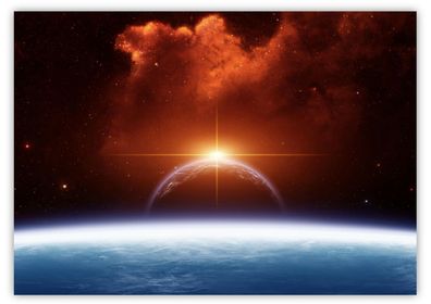 XXL Poster 100 x 70cm Sternenhimmel Sonne Mond Erde All Weltraum Planet Horizont