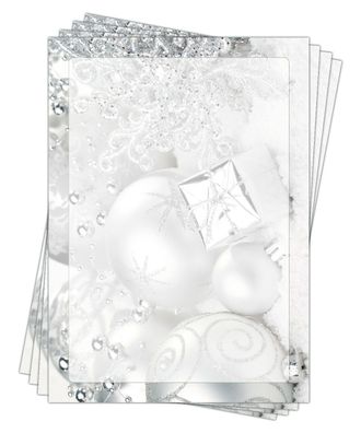 Motivpapier Briefpapier silberne Kugeln Geschenke Weihnachten-5184, A4, 25 Blatt