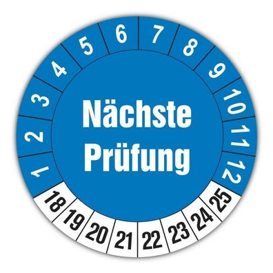 100 x Prüfplaketten 8 Jahre Aufkleber Ø 30mm blau-weiß Prüfetiketten ( Auf-P1 )