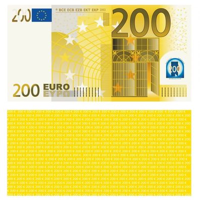 100X 200 Euro Premium Spielgeld 113 x 60 mm Geld Banknoten Geldschein Money 75%