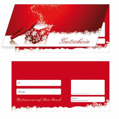 200 x Premium Winter Geschenkgutscheine (rot) Klappkarten Gutscheine Weihnachten