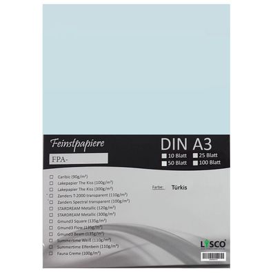 100 Blatt DIN A3 Gmund Transparentpapier 100g Farbe türkis transparent (FPA-124)