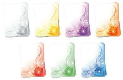 7 x 10 Blatt Motivpapier Mix Briefpapier Blumenmuster bunt (Blumen-5237)