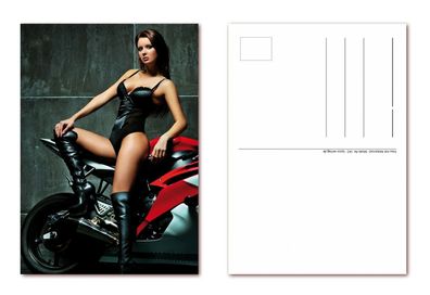 12 Stück Postkarten, sexy Frau auf Motorrad, Ansichtskarten (PKT-142)