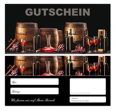 10 x Premium Geschenkgutscheine (Wein-669) Gastronomie Gutscheine extra stabil