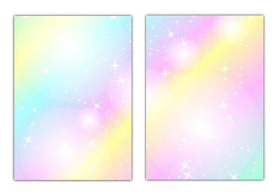 2x50 Blatt buntes Motiv-Briefpapier DIN A4 Regenbogenfarben Rainbow mit Sternen