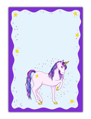Kinder Motiv-Briefpapier süßes violett Einhorn Sterne (MPA-5193 DINA4 25 Blatt)